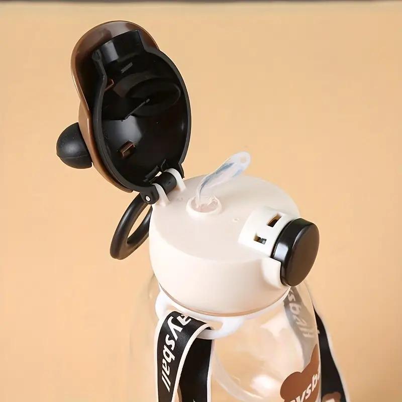 Cute Bear Drinking Bottle Leak Proof With Strap Travel Water Bottles With Handle For Kids, Adults - Chocolate Color view 4