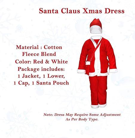Christmas Costume Dress, Santa Claus Dress For Boys and Girls | Christmas Theme Dress For Kids SIZE 5 - Red (For Age 5 to 10 Year) view 3