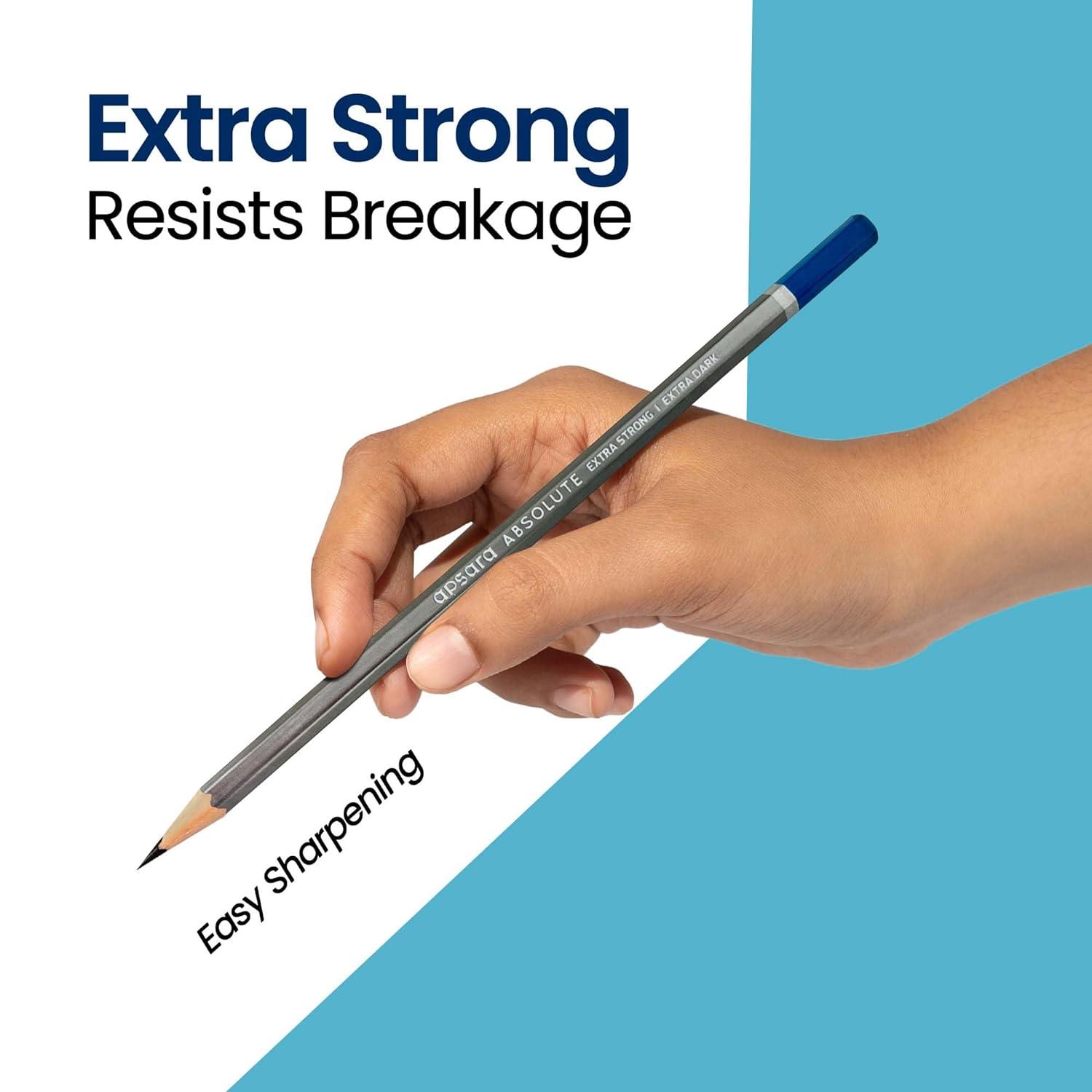 Apsara Absolute Extra Dark Pencils - Pack of 10 Pencils (Long Point Sharper + Absolute Eraser Also Available In Box) view 5