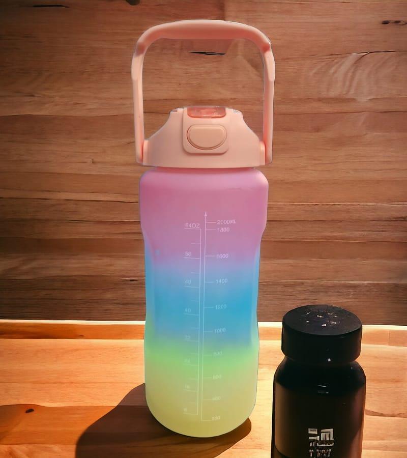 Motivational Water Bottle Set With Sipper - 2L Light-weight, Leak-proof, BPA-free Water Bottle For Kids & Adults –Gradient Color view 4