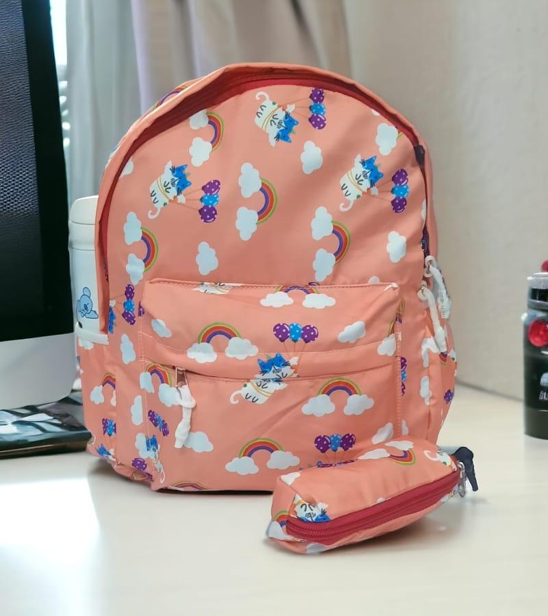 Small Size Kids Bag Unisex School Backpack with Free Pencil Stationery Pouch - Multicolor Printed (Suitable for Kids up to 5 years) view 4