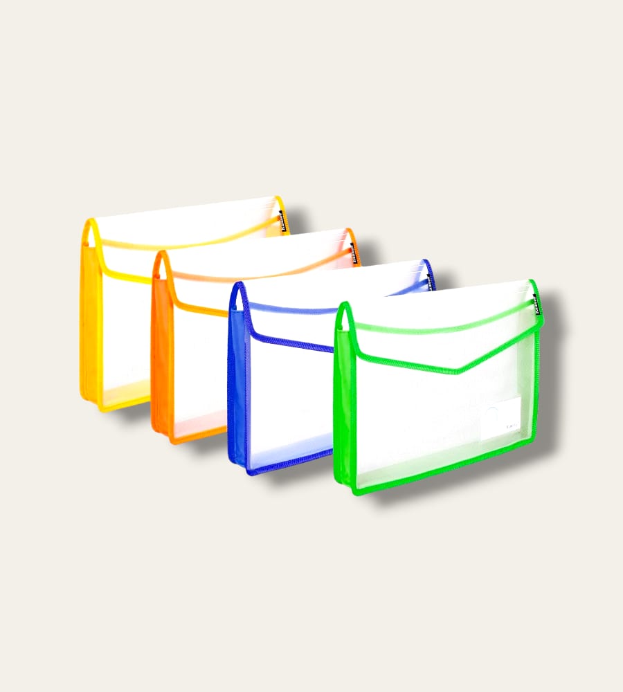 Transparent Poly-Plastic A3 Documents File Storage Bag with Snap Button Closer Expandable File Folder (Pack of 1)  view 4