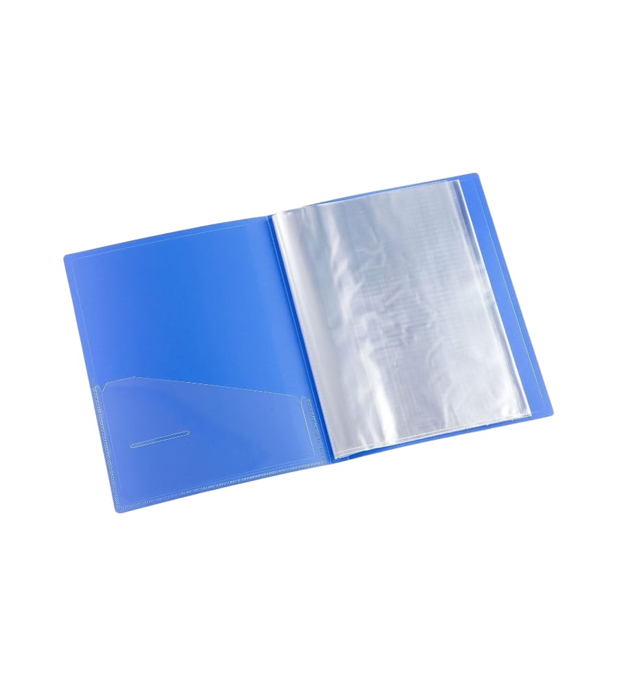 WorldOne Premium Quality Display Book Folder for Documents with 80 Bound Top Loading Plastic Binder Sleeves, Size A4, Blue, Set of 1 view 4