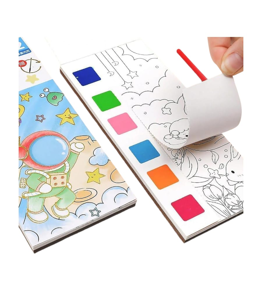 Flower Fairy Watercolor Painting Notepad for Kids - 12 Different Pages, Water Painting Book with Watercolors & Brush view 4