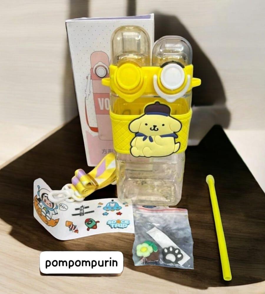 Cartoon Printed Square Sipper for Kids - Double Drinking Cup, Airtight & Leak-Proof 580 ML (Yellow) view 4