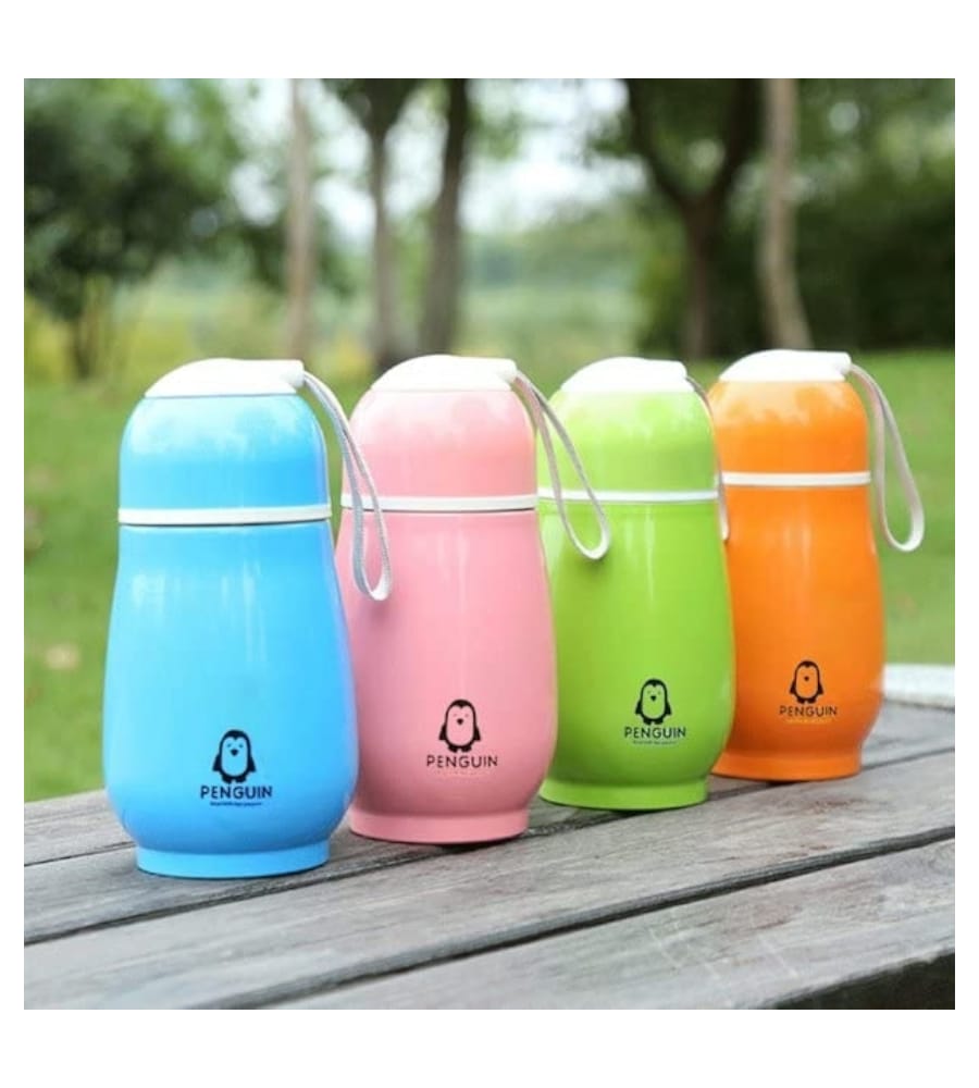 Stainless Steel Penguin Design Insulated Vacuum Water Cup Double-Layer Vacuum Insulation Bottle Leak Proof (150 ml – Orange) view 4