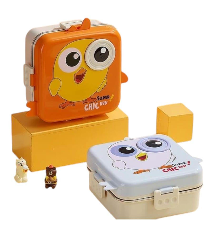 Chicken Printed 3 Compartment 1120ml+70ml Stainless Steel Lunchbox- Stainless Steel, Reusable, Leakproof & Freezer Safe view 4