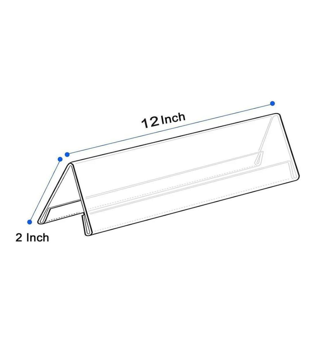 Kebica Acrylic V-Shaped Double-Sided Desk Name Plate Holder 12x2 Inch Clear Table Sign Display Stand view 4