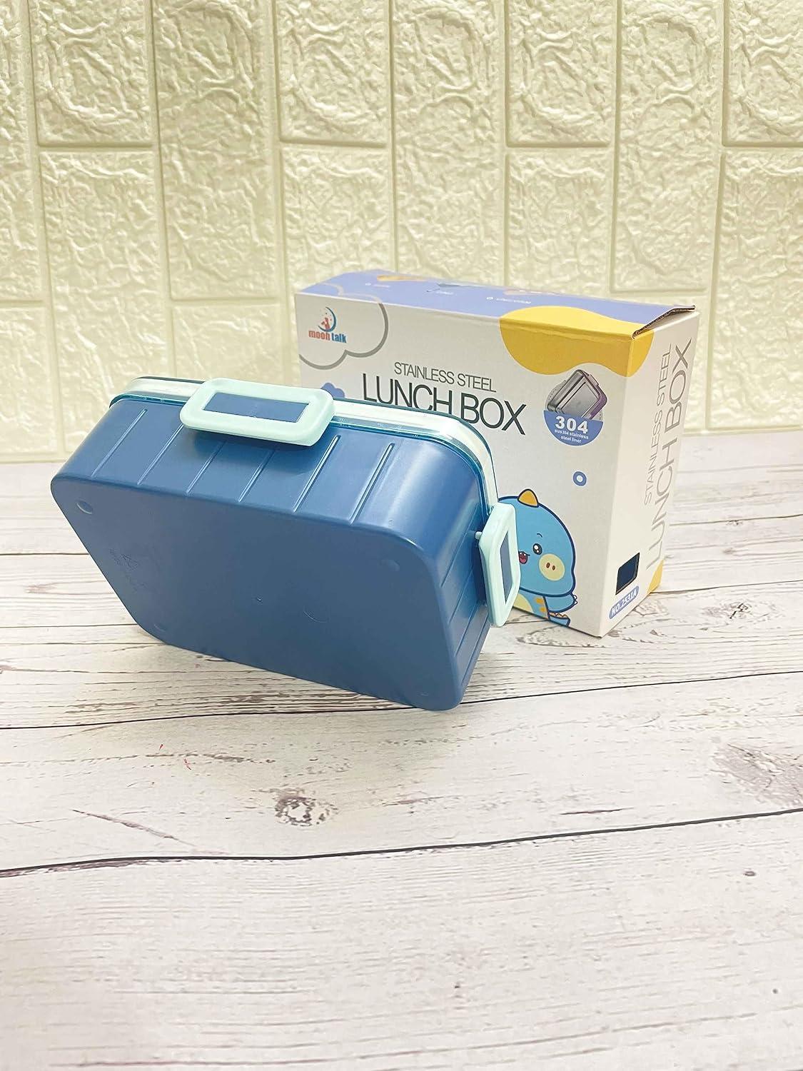 Stainless Steel Lunch Box for Kids, airtight & Leak Proof with Soup Bowl and Cutlery – 700 ml (Blue Color) view 4