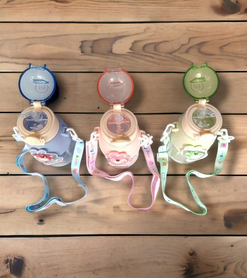 Teddy Bear Water Bottle for Kids - 650 ML, Kids Double-Wall Thermos Flask Cute Water Bottles (Blue) view 4