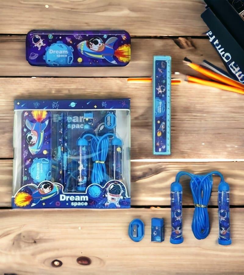 Space Stationery Kit for Kids - Stationery Box with Pencil, Pen, Eraser, Sharpener, Space Pencil Box, Skipping Rope - Birthday Gift for Kids view 3
