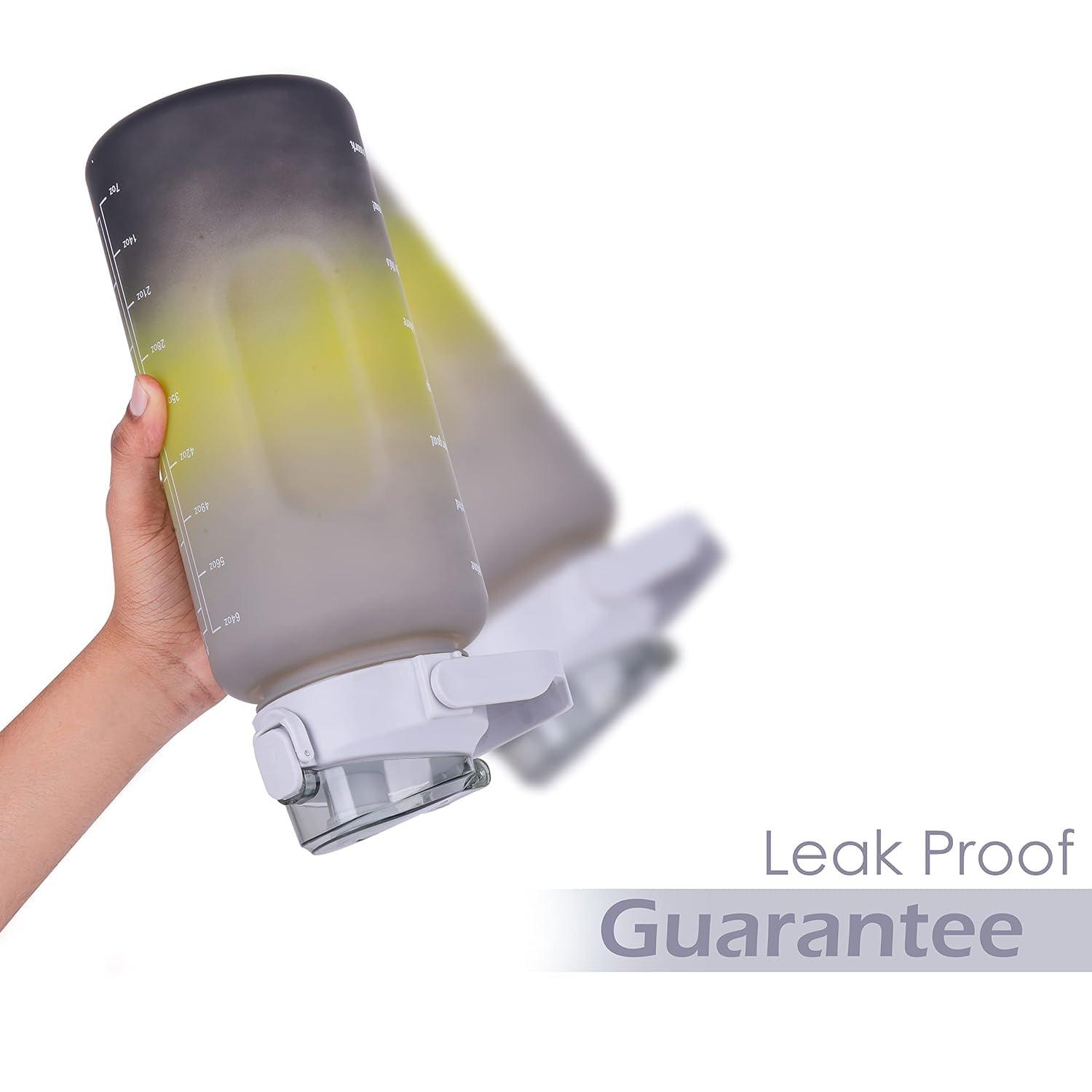 Motivational Water Bottle Set With Sipper - 3 Pieces (2L, 900ml, and 300ml) Light-weight, Leak-proof, BPA-free Water Bottle For Kids & Adults – Grey view 4