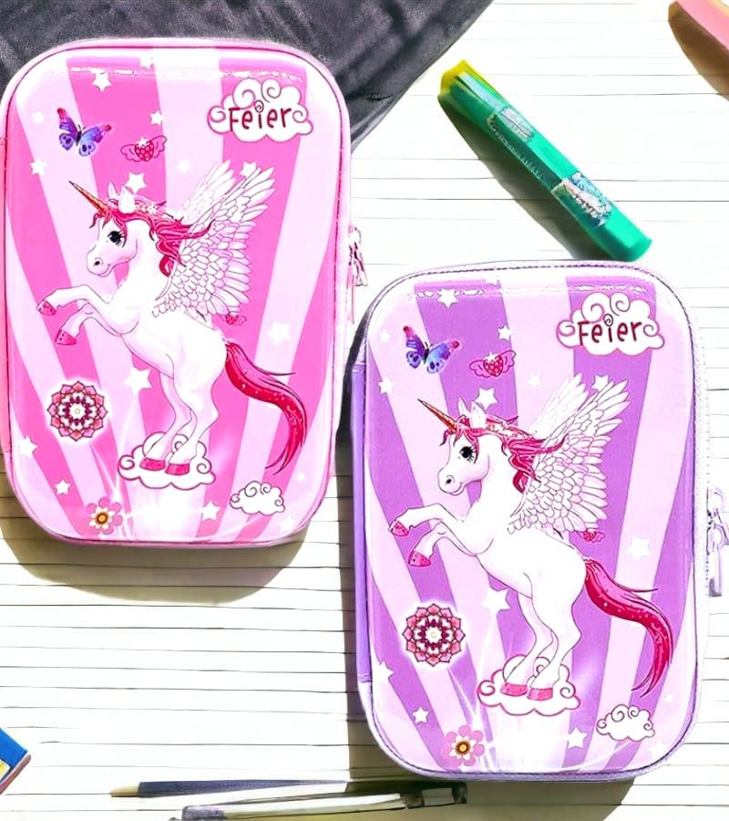 Multipurpose Stylish Unicorn Print Large Capacity Pencil Case, Pen & Pencil Pouch Supplies for Kids, Pouch for Girls (Dream Unicorn, Purple) view 4