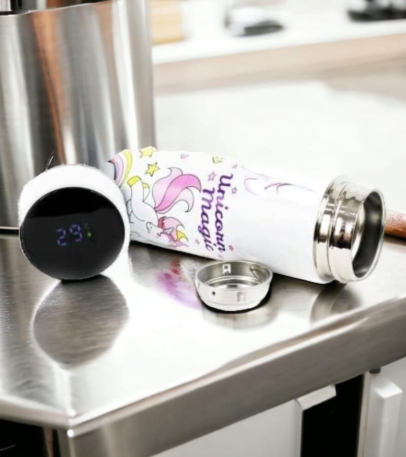 Unicorn Temperature LED Touch Display Bottle 420 ml - Water, Milk, Juice and Liquid - for Kids - BPA Free (White) view 4