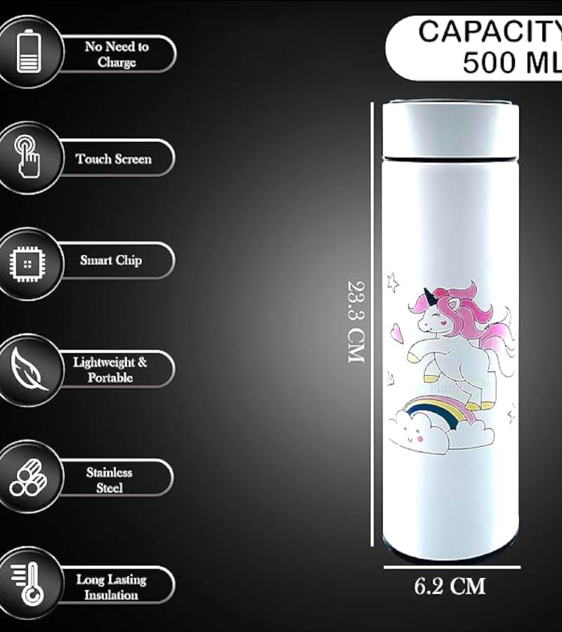 Unicorn Temperature LED Touch Display Bottle 420 ml - Water, Milk, Juice and Liquid - for Kids - BPA Free (Blue) view 4