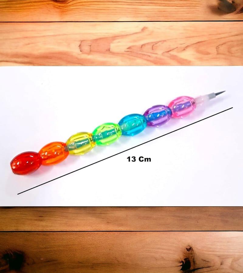 Pearls Design Stacking Pencils, Non-Sharpening Stackable Pencil, Rainbow Color Pencil for Kids Writing, Drawing, Party Favor, School Supplies (Pack Of 4Pcs) view 4