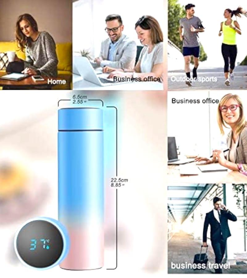 Temperature LED Touch Display Water Bottle 500 ml - for Kids & Adults | 17 OZ Vacuum-Insulated Stainless-Steel Water Bottle (Green Gradient) view 4