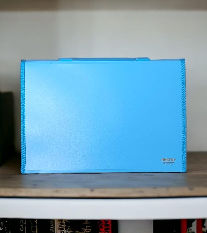 12-Pocket Expanding File Folder with Handle and Buckle Closure - Sky Blue| A4 Size Document Organizer view 5