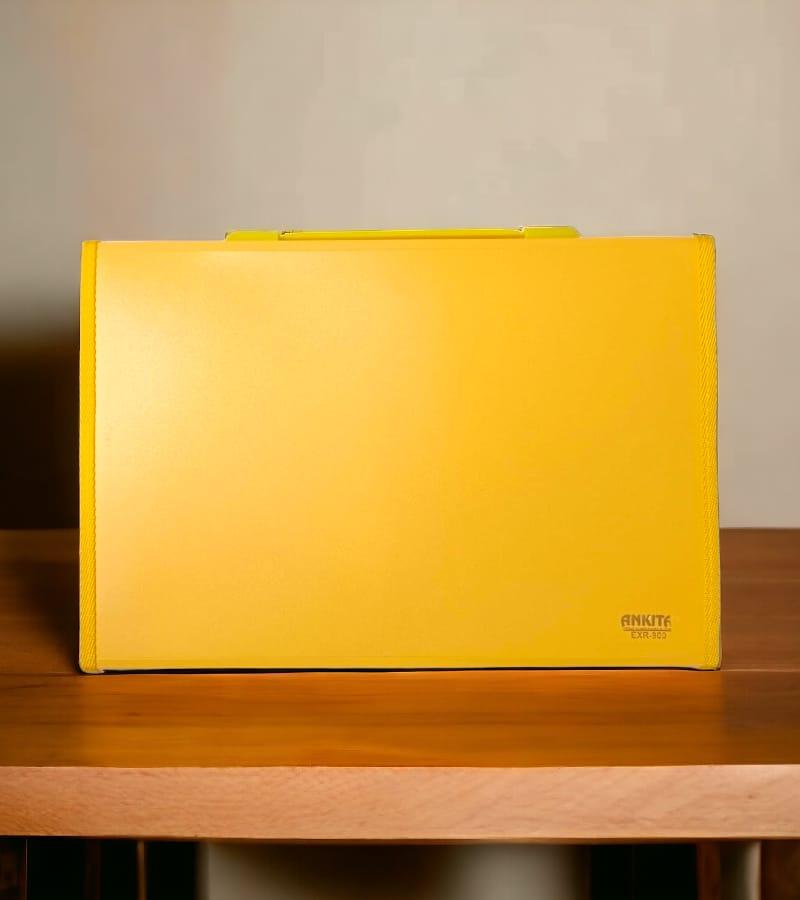 12-Pocket Expanding File Folder with Handle and Buckle Closure - Yellow| A4 Size Document Organizer view 5