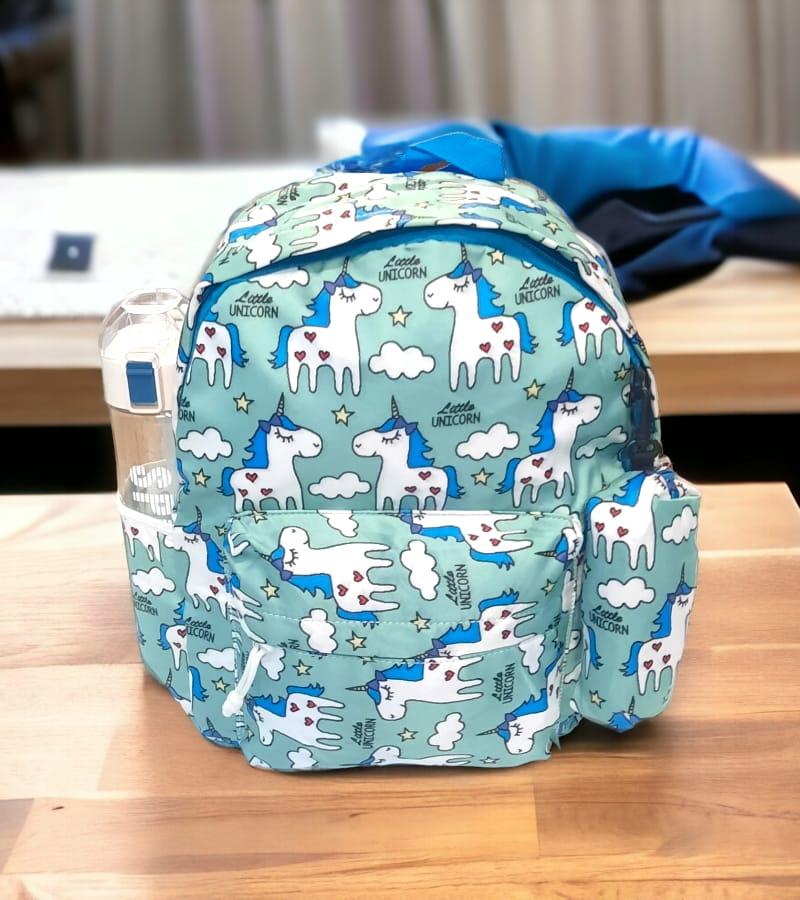 Printed Polyester Small Size Kids Backpack Unisex School Bag with Free Pencil Stationery Pouch (Dark Aqua) view 5