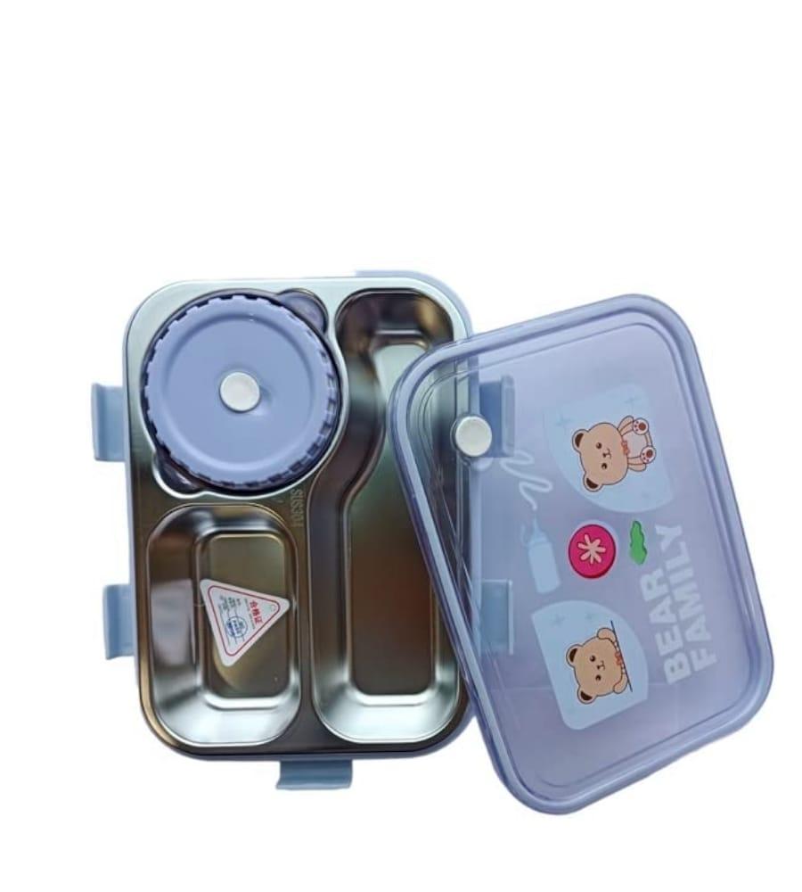 Leakproof Thermal Insulation 3 Compartment Bear Lunch Box (Multi) - Stainless Steel, Reusable, Microwave & Freezer Safe view 5