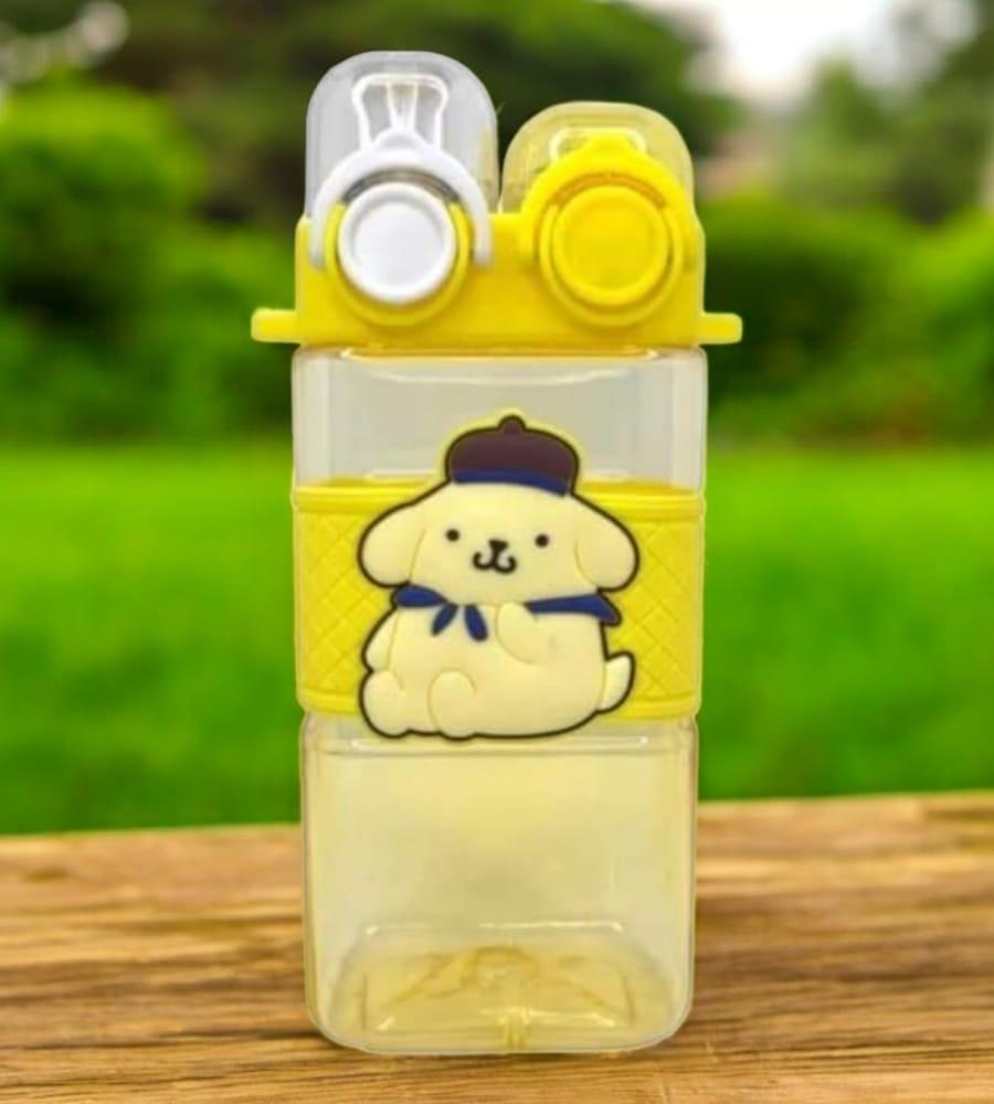 Cartoon Printed Square Sipper for Kids - Double Drinking Cup, Airtight & Leak-Proof 580 ML (Yellow) view 5