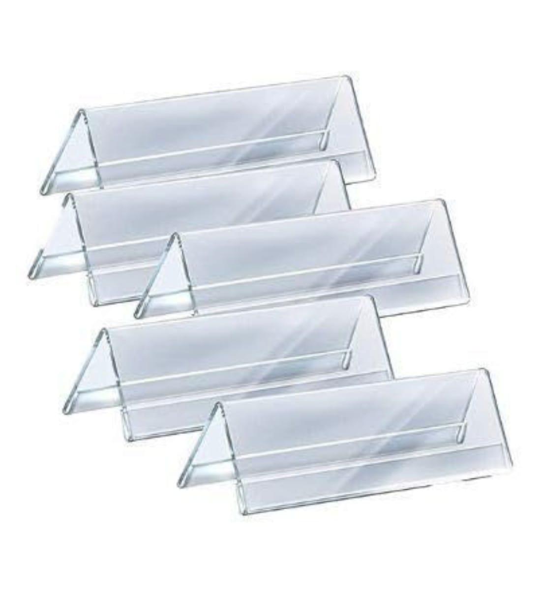 Kebica Acrylic V-Shaped Double-Sided Desk Name Plate Holder 12x2 Inch Clear Table Sign Display Stand view 5