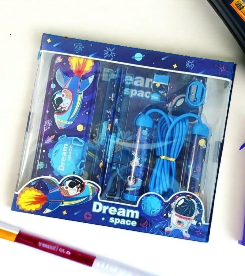 Space Stationery Kit for Kids - Stationery Box with Pencil, Pen, Eraser, Sharpener, Space Pencil Box, Skipping Rope - Birthday Gift for Kids view 4