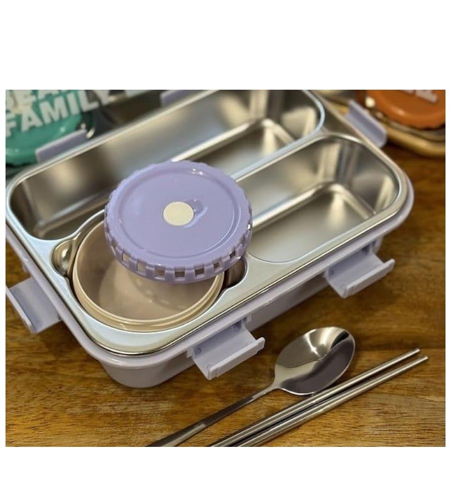 Leakproof Thermal Insulation 3 Compartment Bear Lunch Box (Multi) - Stainless Steel, Reusable, Microwave & Freezer Safe view 6