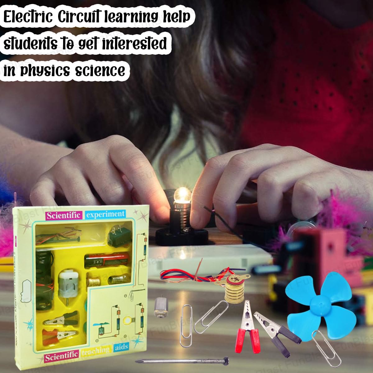 Science Experiment Kit – Electric Circuit Kit for Students with Motor Fan Toy, DIY Science Kit for Students - Random Color view 6