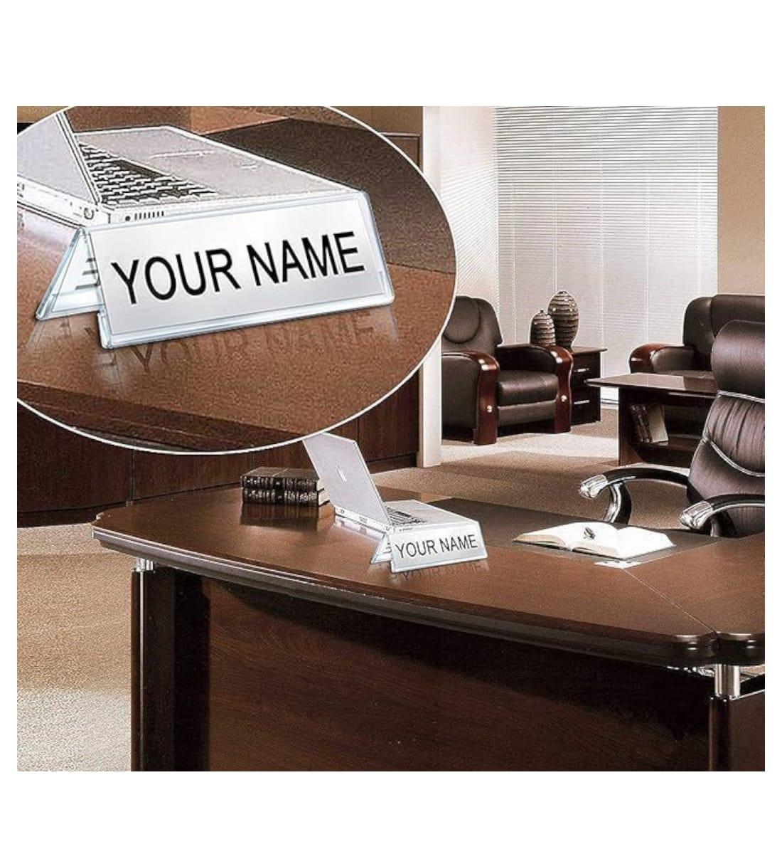Kebica Acrylic V-Shaped Double-Sided Desk Name Plate Holder 12x2 Inch Clear Table Sign Display Stand view 6