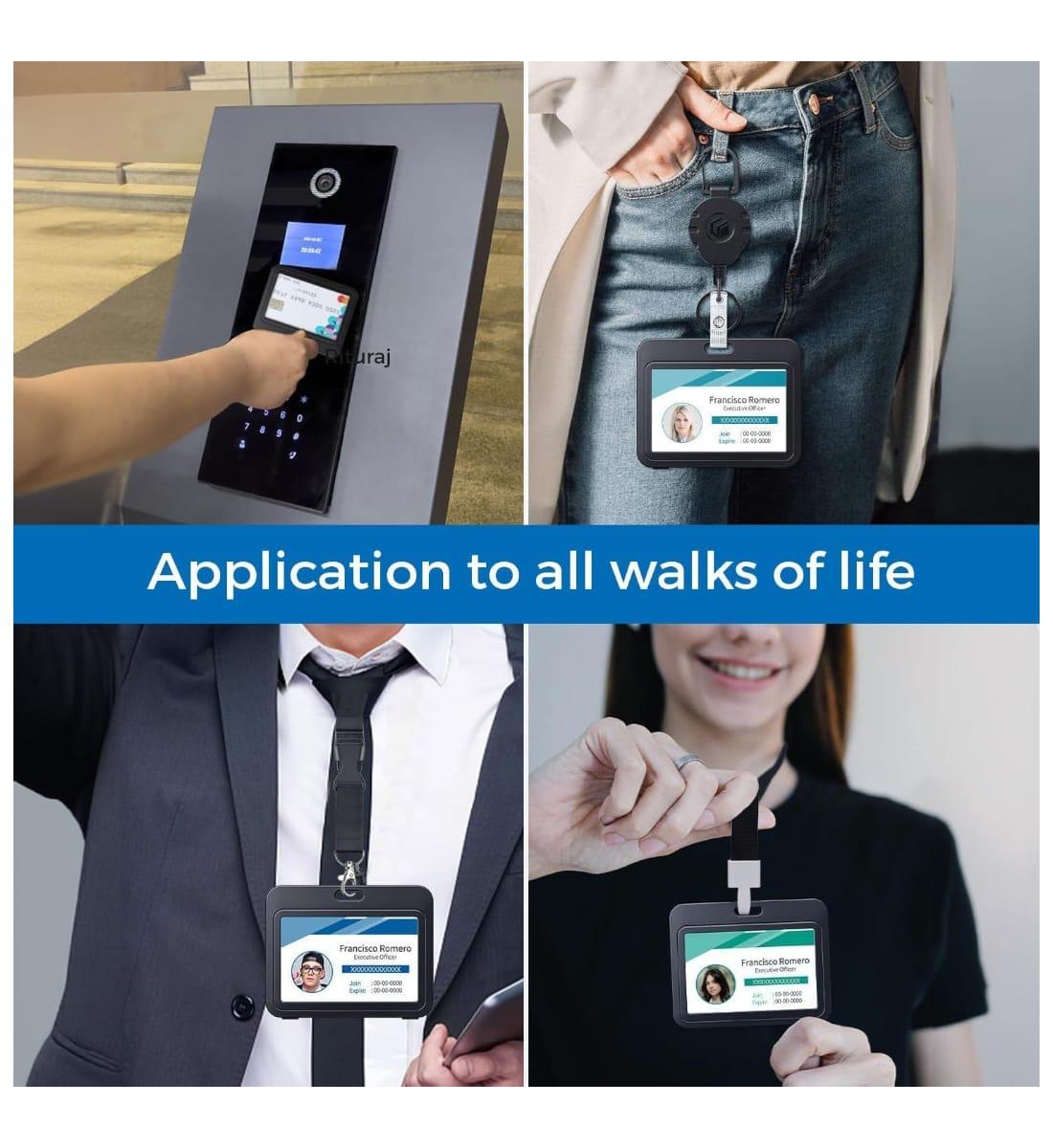 Solo ID Card Holder – Pack of 2 | Horizontal Double-Sided Badge Case | Durable Plastic ID Protector for Office, School & Events | Blue (5.4 x 8.5 cm) view 6