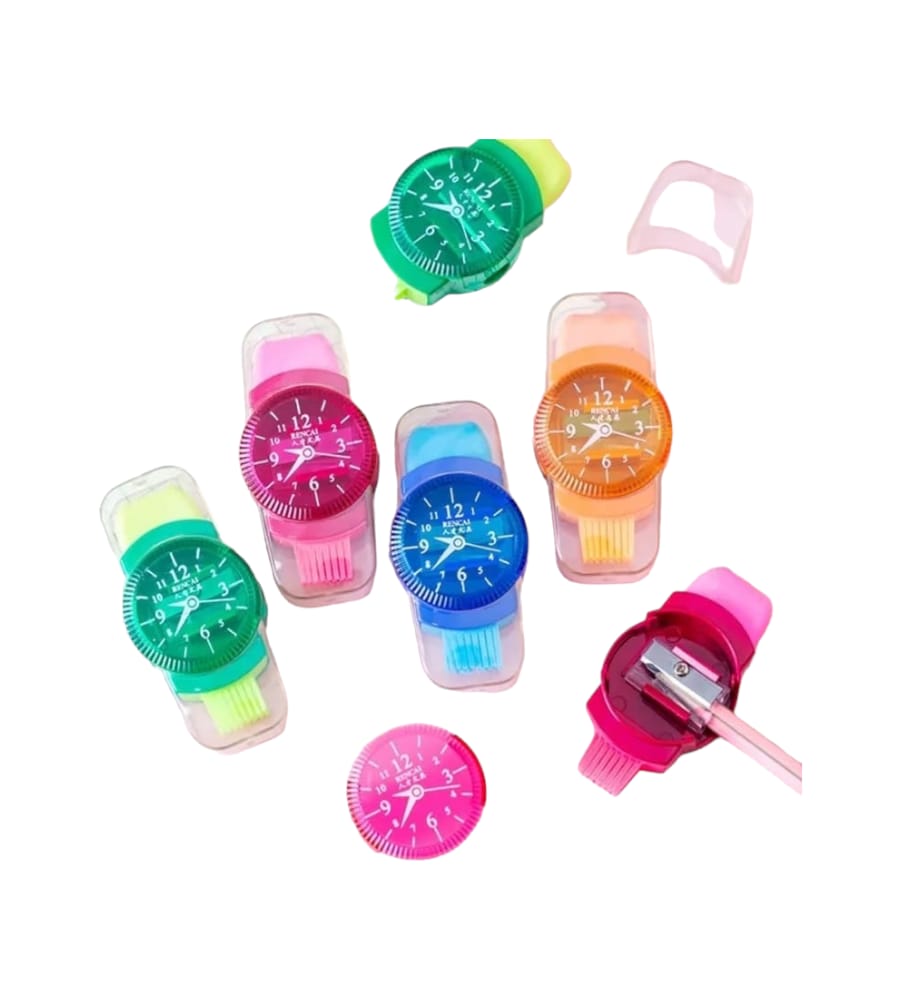 3 in 1 Creative Watch Shape Eraser Sharpener and Brush for Kids - Single Pack