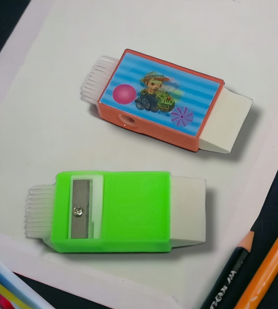 3-in-1 Eraser, Sharpener, and Brush – Set of 2