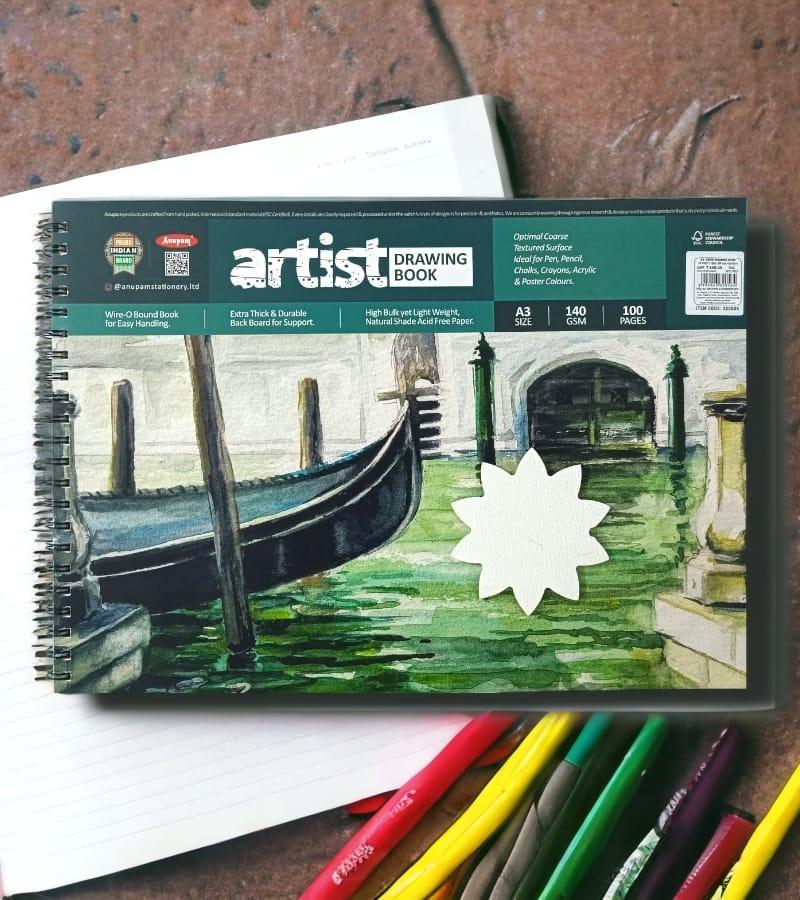 Anupam A3 Artist Drawing Book - 50 Sheets, 140 GSM