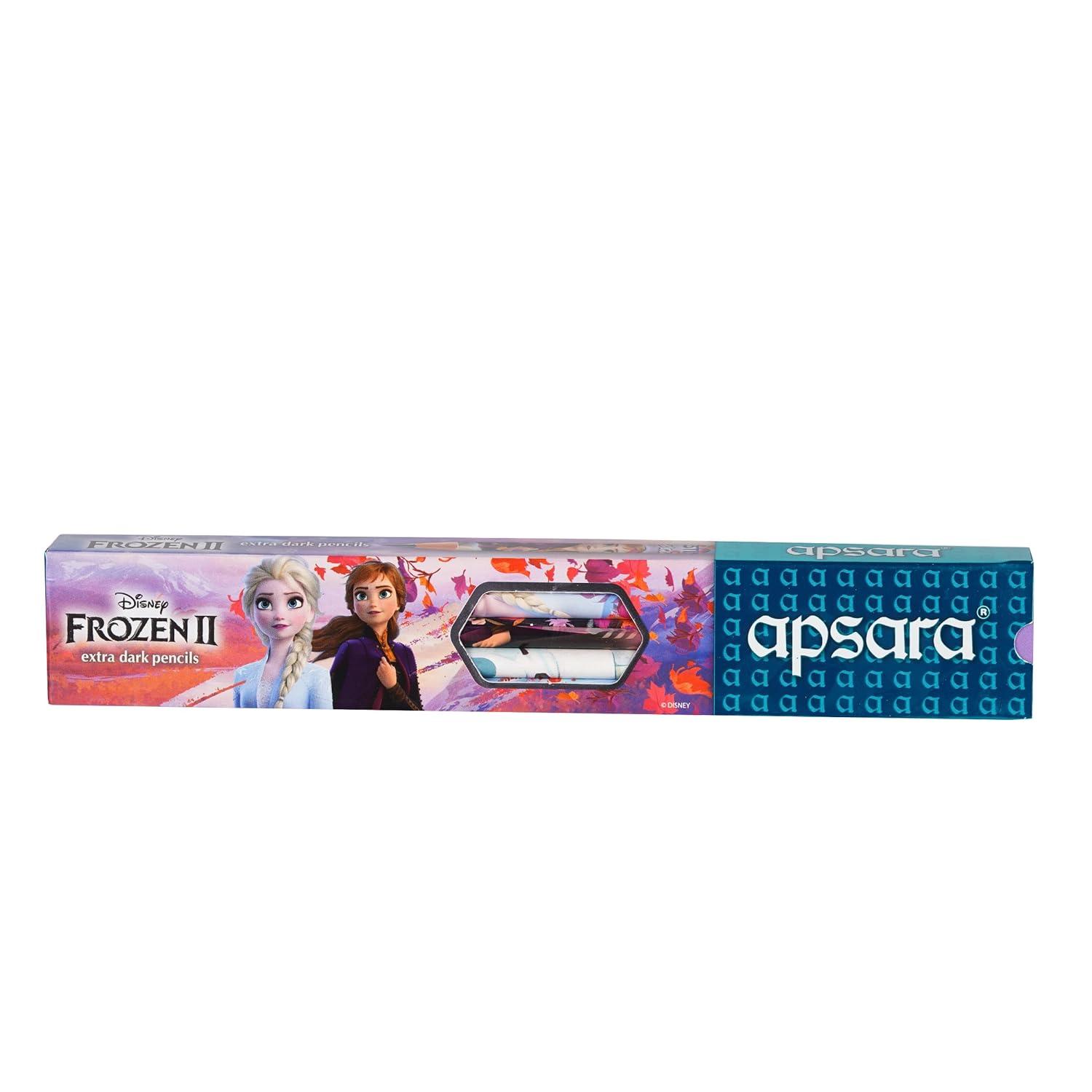 Apsara Disney Frozen Extra Dark Pencils - Pack of 10 Pencils With Sharpener & Eraser