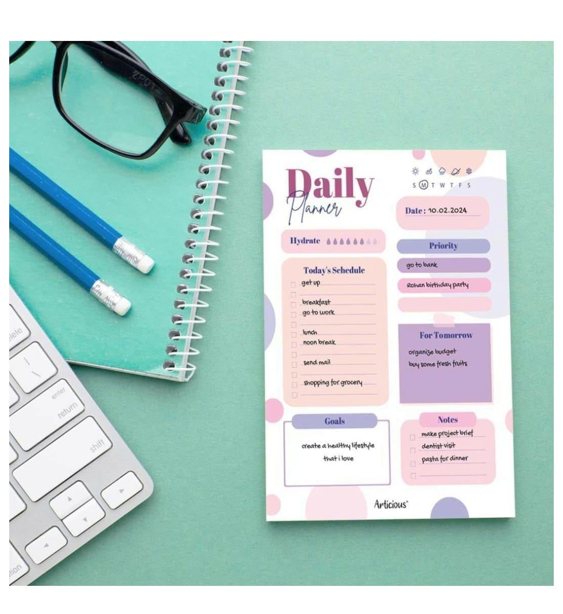 B5 Daily Planner Diary – 60 Pages | 17 x 25 cm | To-Do List & Weekly Goals Notebook | Hardbound Cover