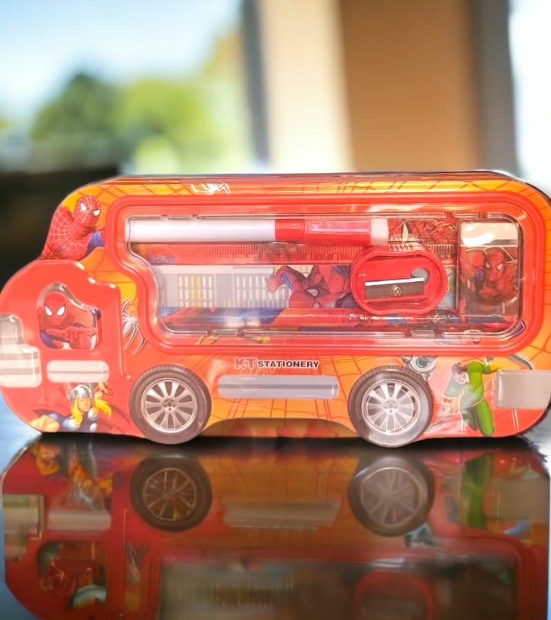 Bus-Shaped Spiderman Pencil/Pen Box for Students