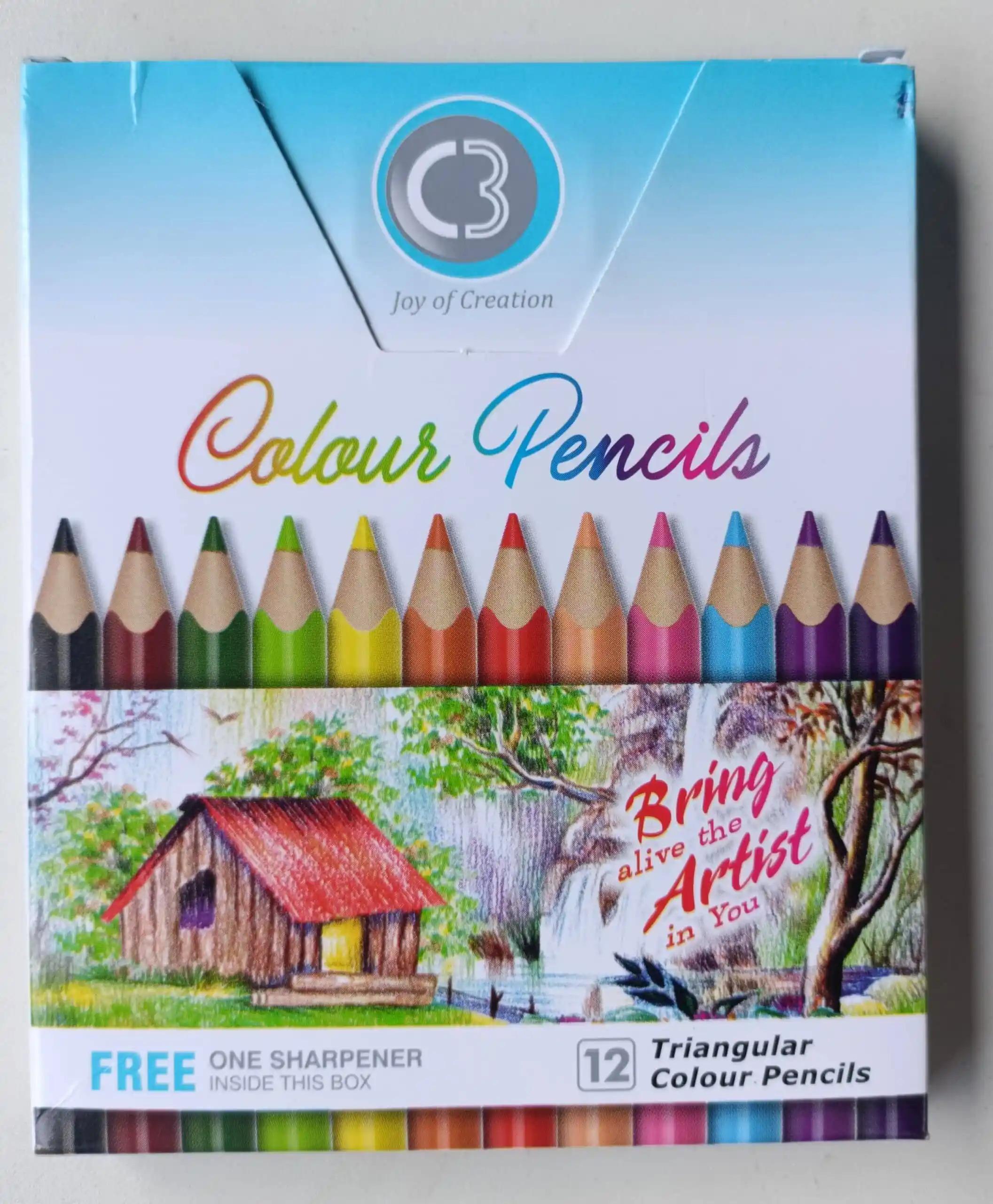 C3 Triangular Colour Pencils 12 Shades