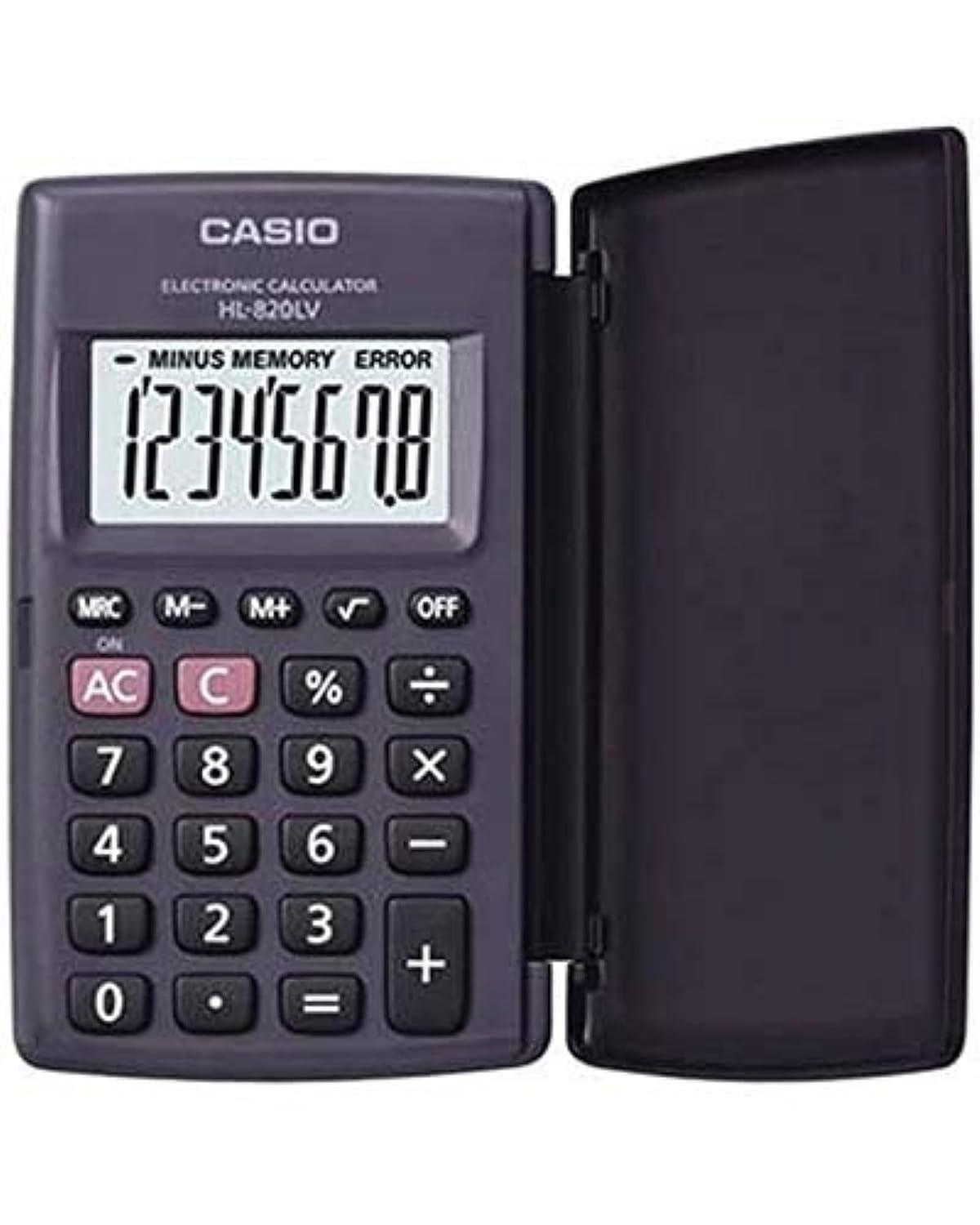 Casio HL820LV-BK Electronic Pocket Calculator with Flip Cover