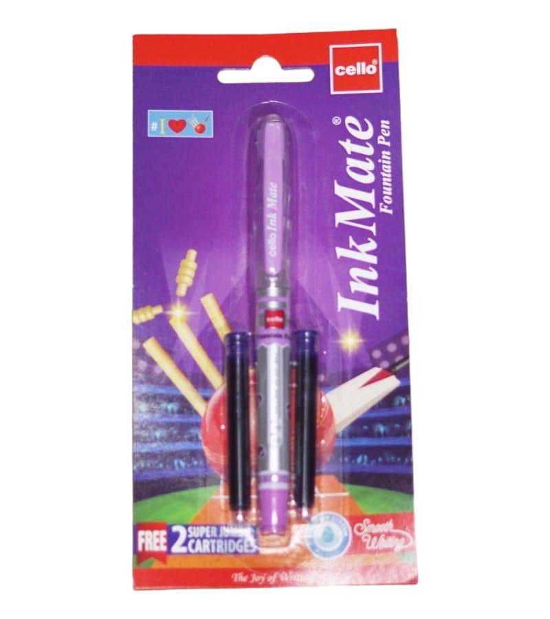 Cello Ink Mate Fountain Pen - Pack of 1 + 2 Super Jumbo Cartridges Free