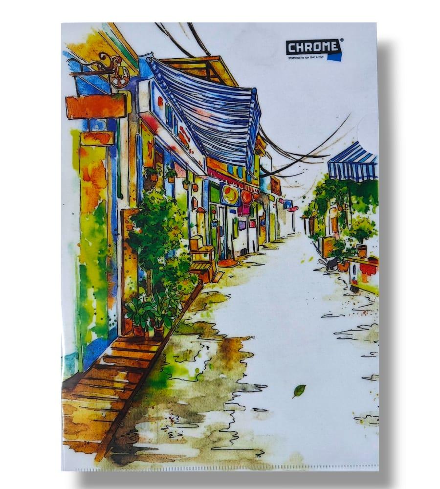 Chrome A4 Printed L Folder - 9339 | Transparent Clear Document Holder – Single Folder