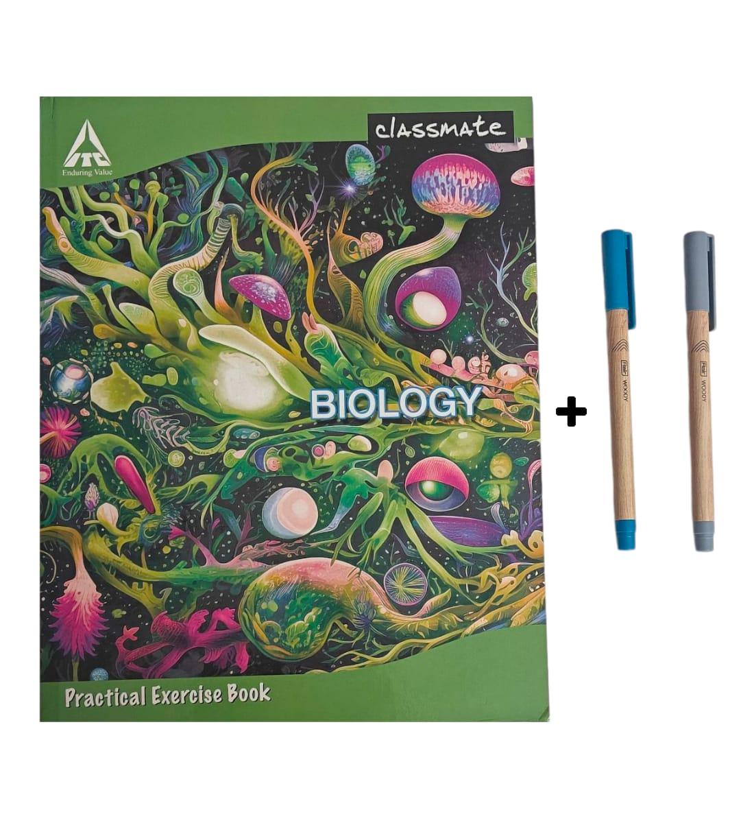 Classmate Biology Practical Notebook With Blue & Black Pen Free - 132 Pages, 28 x 22 cm