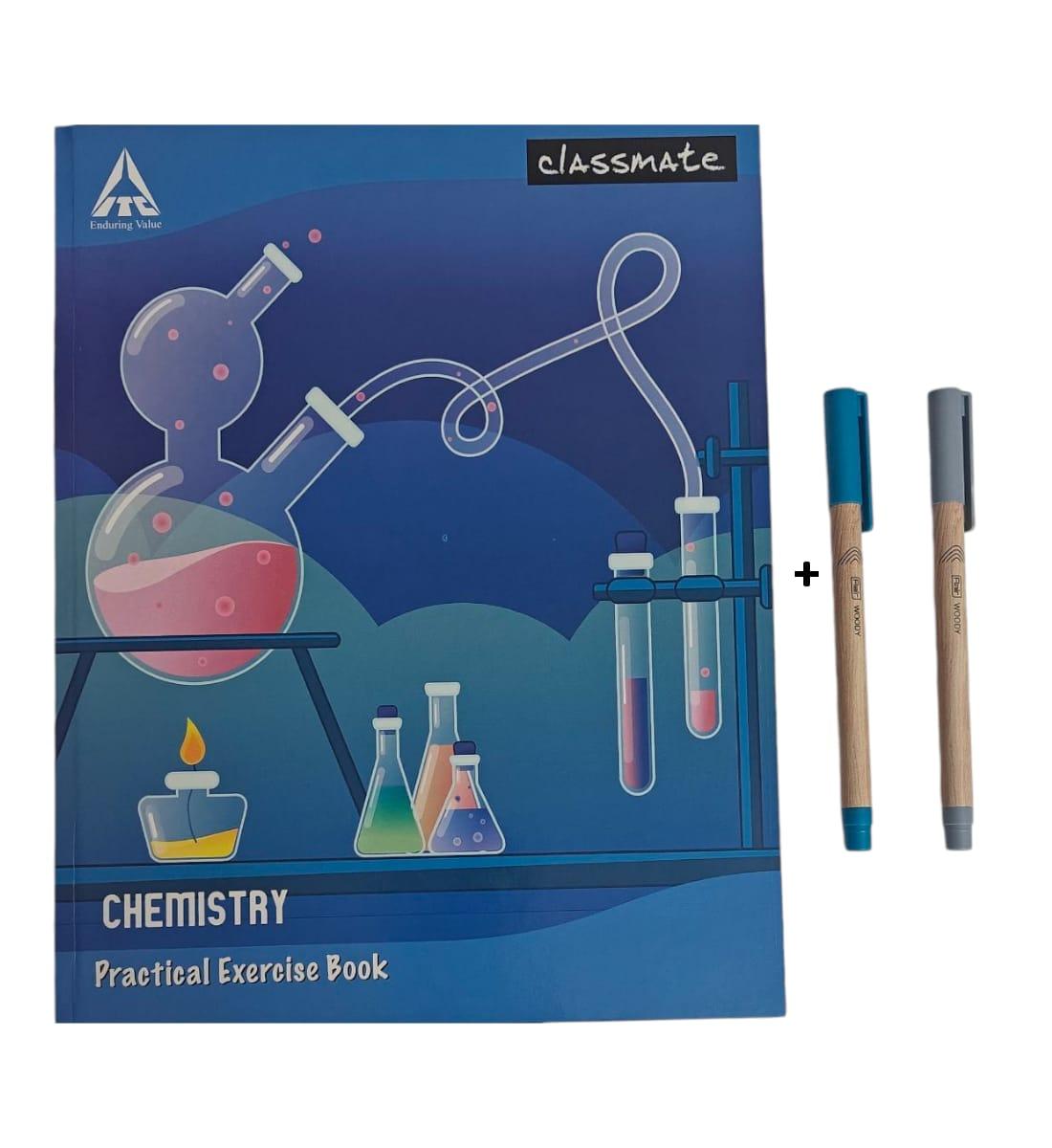 Classmate Chemistry Practical Notebook With Blue & Black Pen Free - 132 Pages, 28 x 22 cm