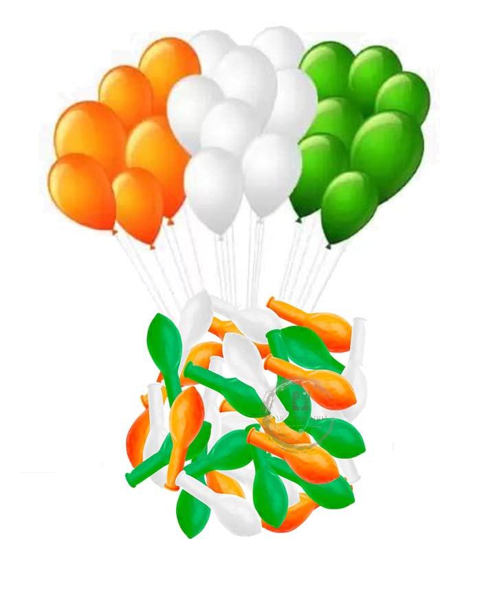 Colorful Fancy & Party Balloons 50 Pcs Tricolour Balloon - Republic Day & Independence Day Celebration Item