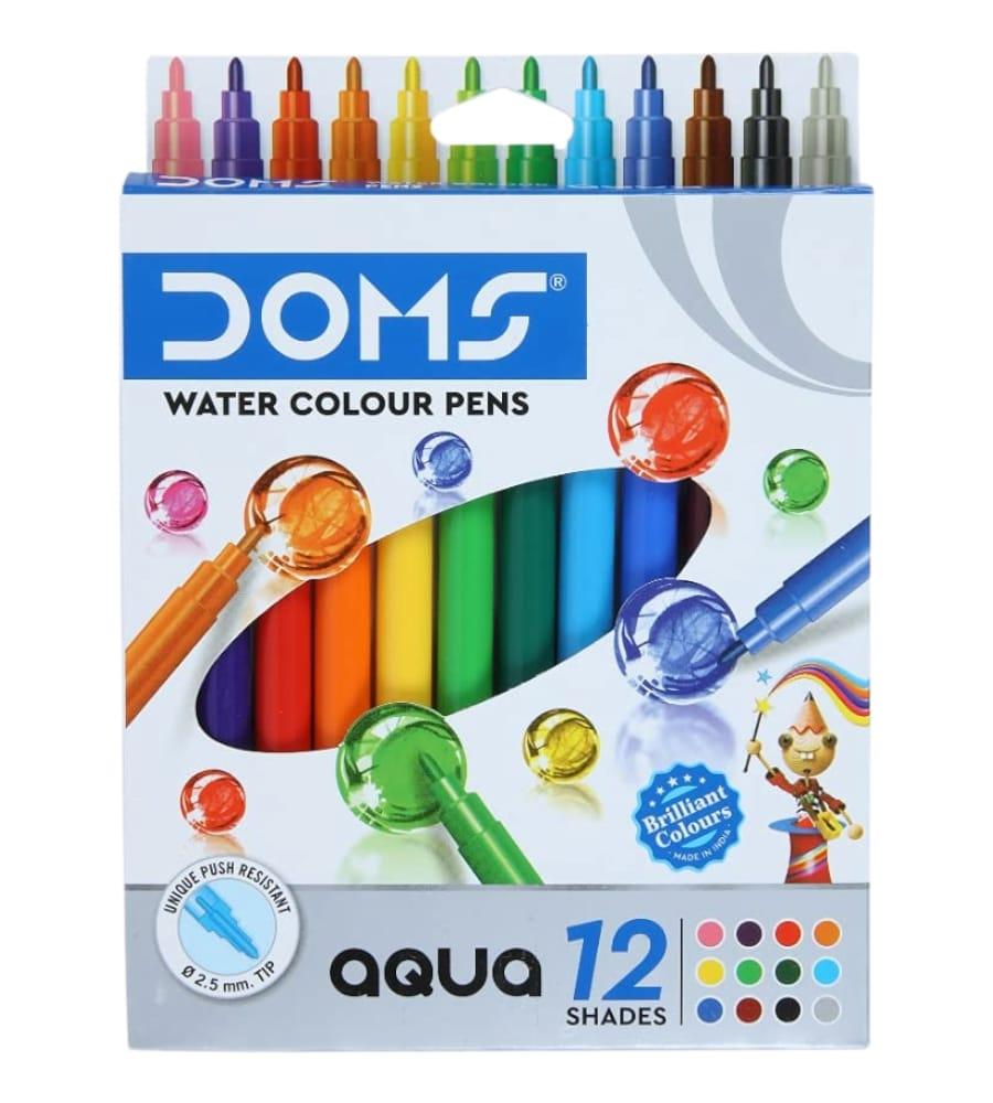 DOMS AQUA Water Colour Pens 12 Shades – Multicolor