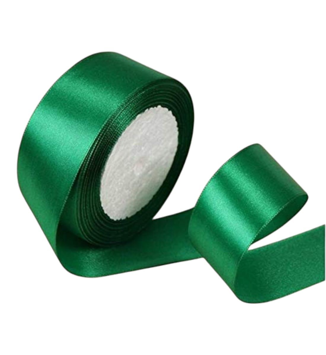 Dark Green Satin Ribbon – Set of 2 Rolls, 10 Meters Each | Decorative Craft & Gift Wrapping Ribbon