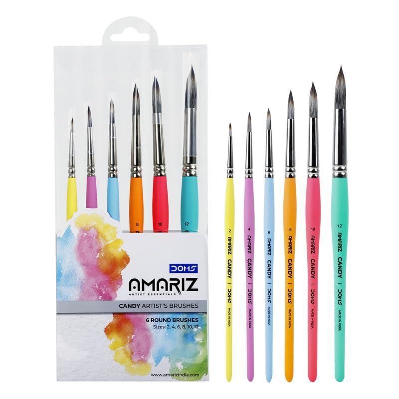 Doms Amariz Artist Essentials Candy Round Brush Set | Sizes 2, 4, 6, 8, 10, 12 | Pack of 6