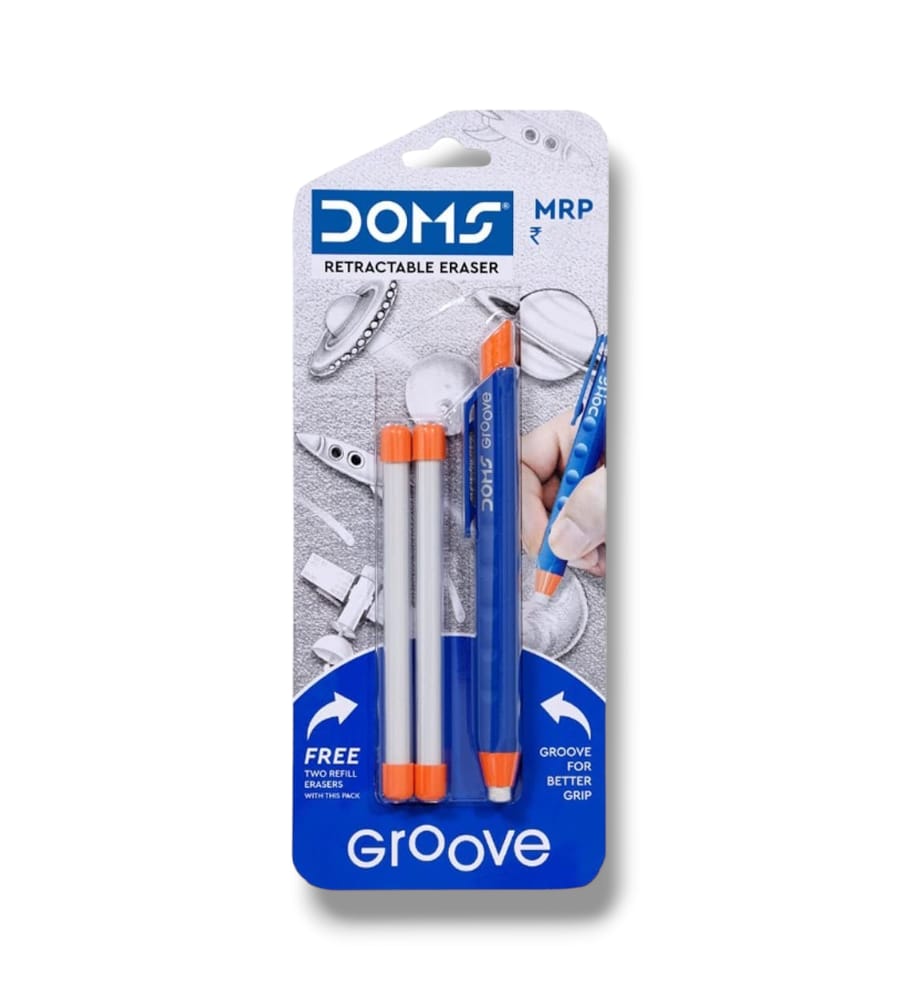 Doms Groove Retractable Eraser - Set of 2 Pack | Includes 2 Refill Eraser Inside Each Pack - Buy Online at Your NoteBook