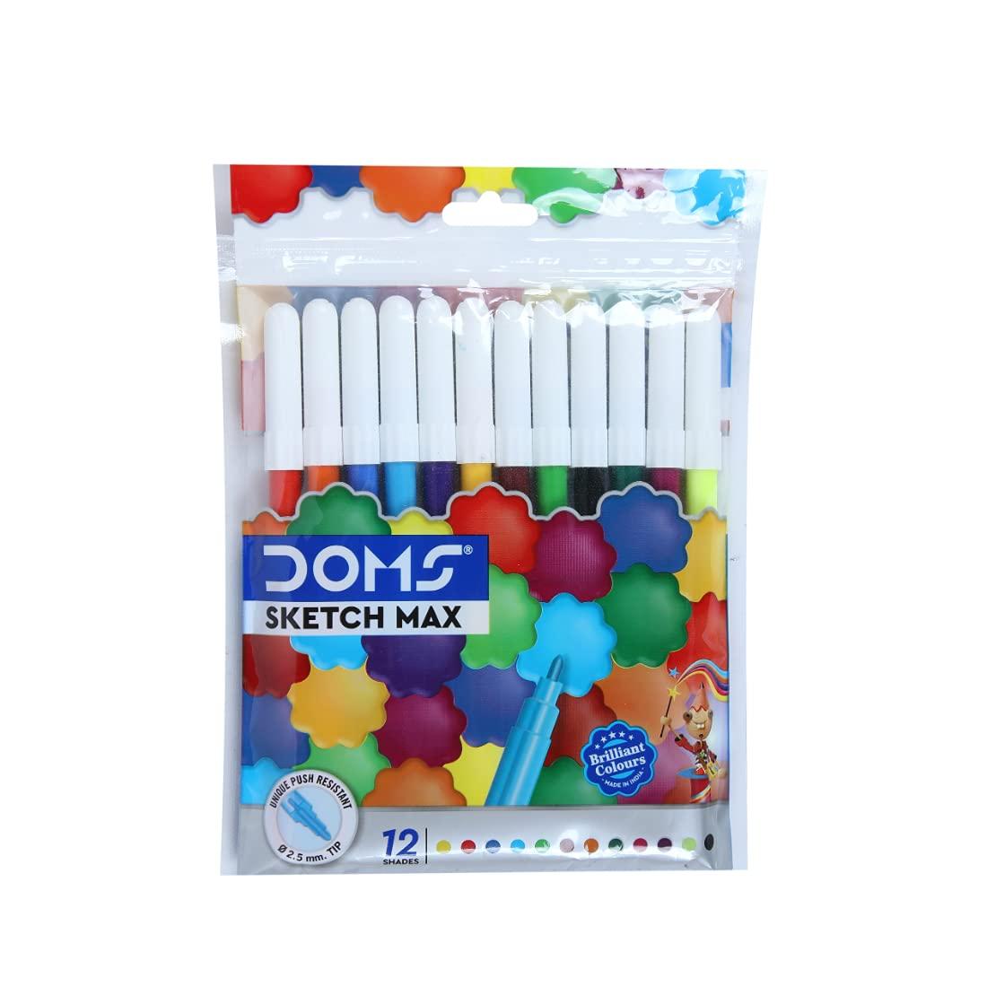 Doms Sketch Max Watercolor Sketch Pens - Set of 12 Vibrant Shades
